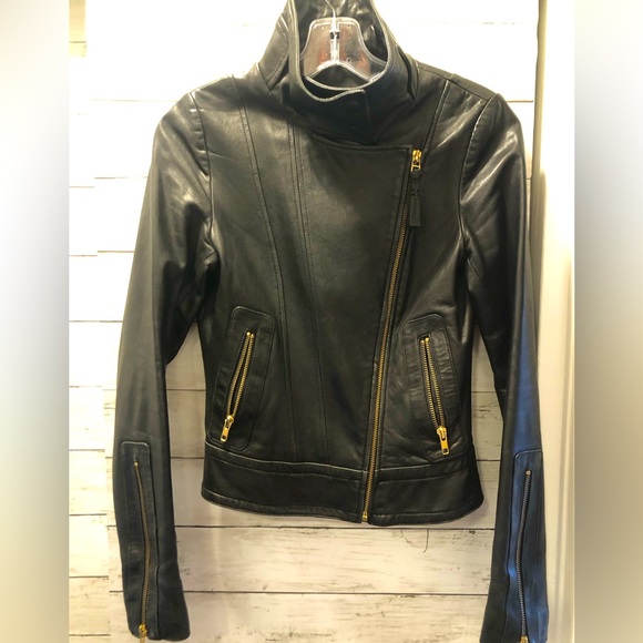 Mackage Black Moto Lamb Leather Biker Made for Aritzia - Picture 3 of 15